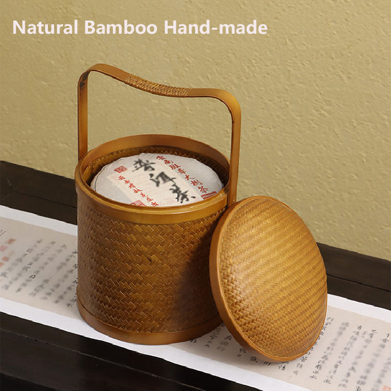 Bamboo Basket Antique Chinese Hand-Held Food Box Tea Set And Tea Cup Storage Box Tea Picnic Basket Mooncake Packaging Gift Box