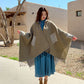 Double-Sided Ethnic Cape Scarf / Travel Outer Wear Large Shawl Imitation Cashmere Lady'S Geometric Pattern Fringed Cape