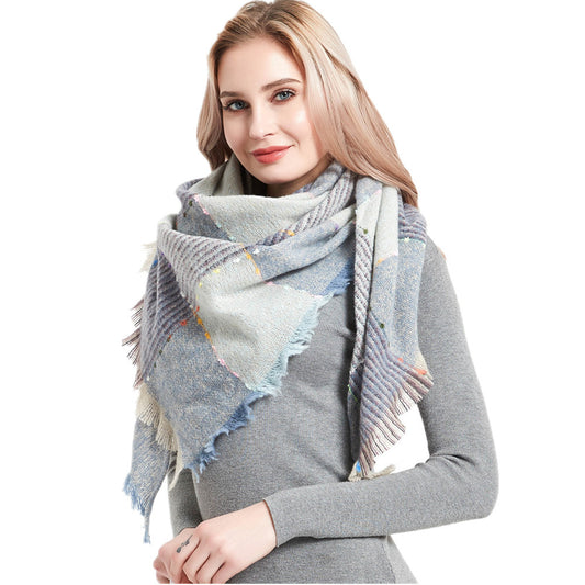 2022 New Women's Triangle Scarf Neck Scarf Shawl With Big Lattice For Spring Autumn And Winter
